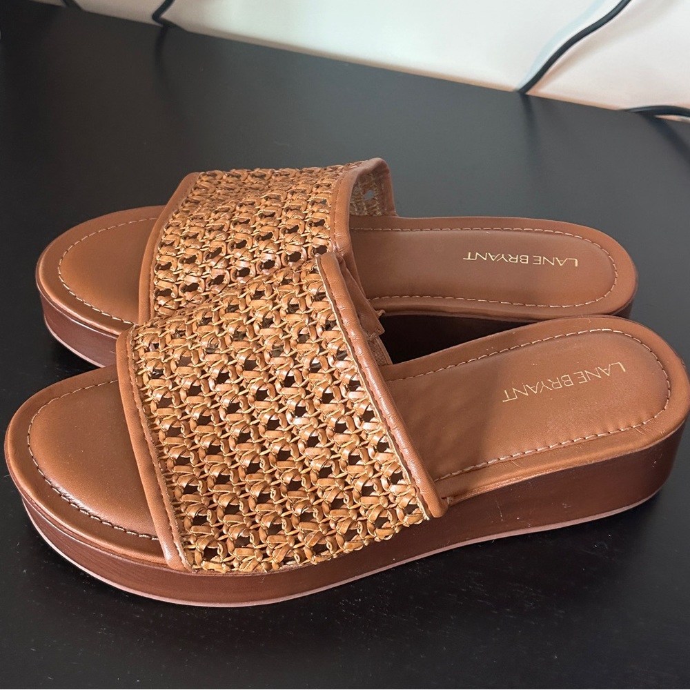 Lane Bryant Brown Woven Platform Sandals - Picture 2 of 2